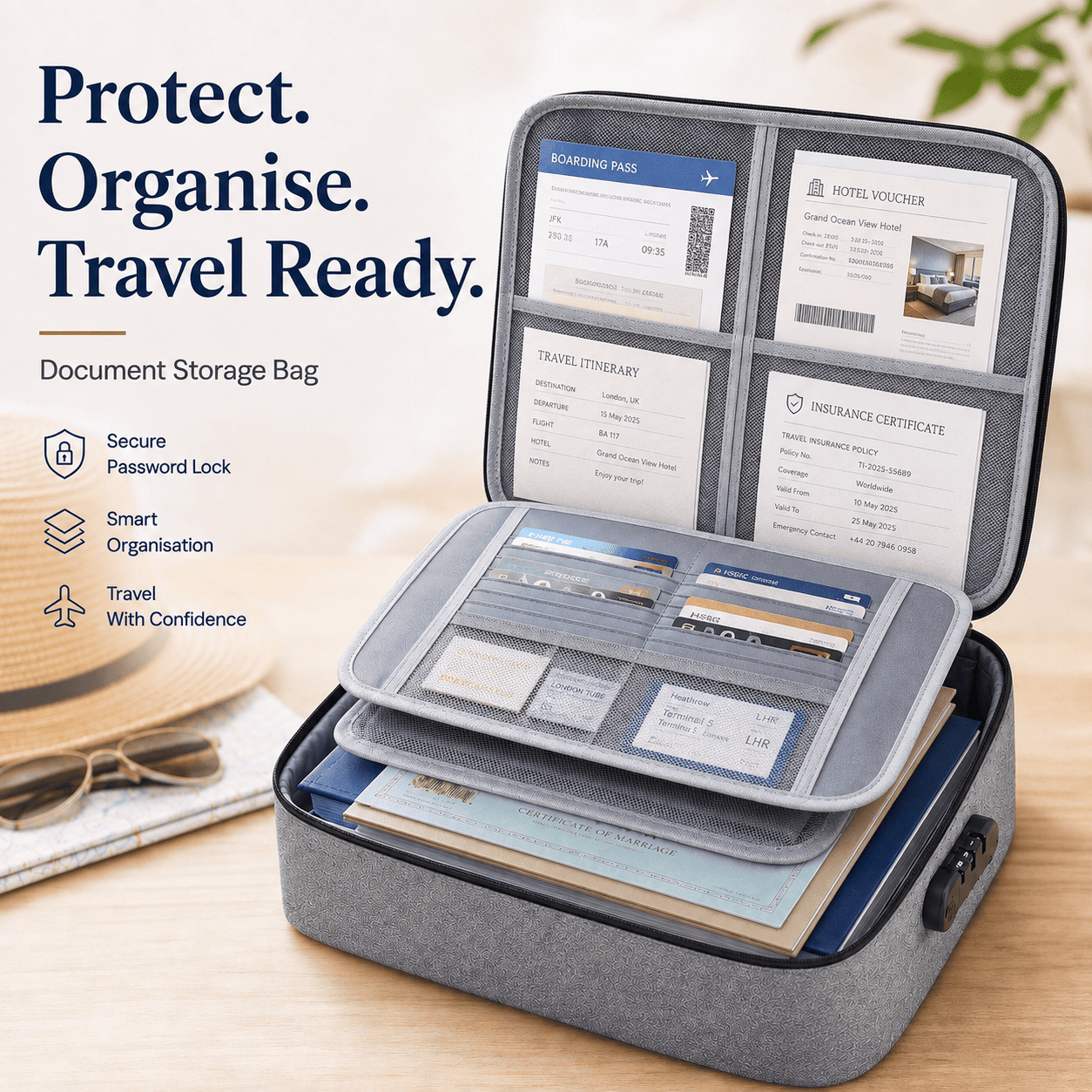 Document Storage Bag with Combination Lock