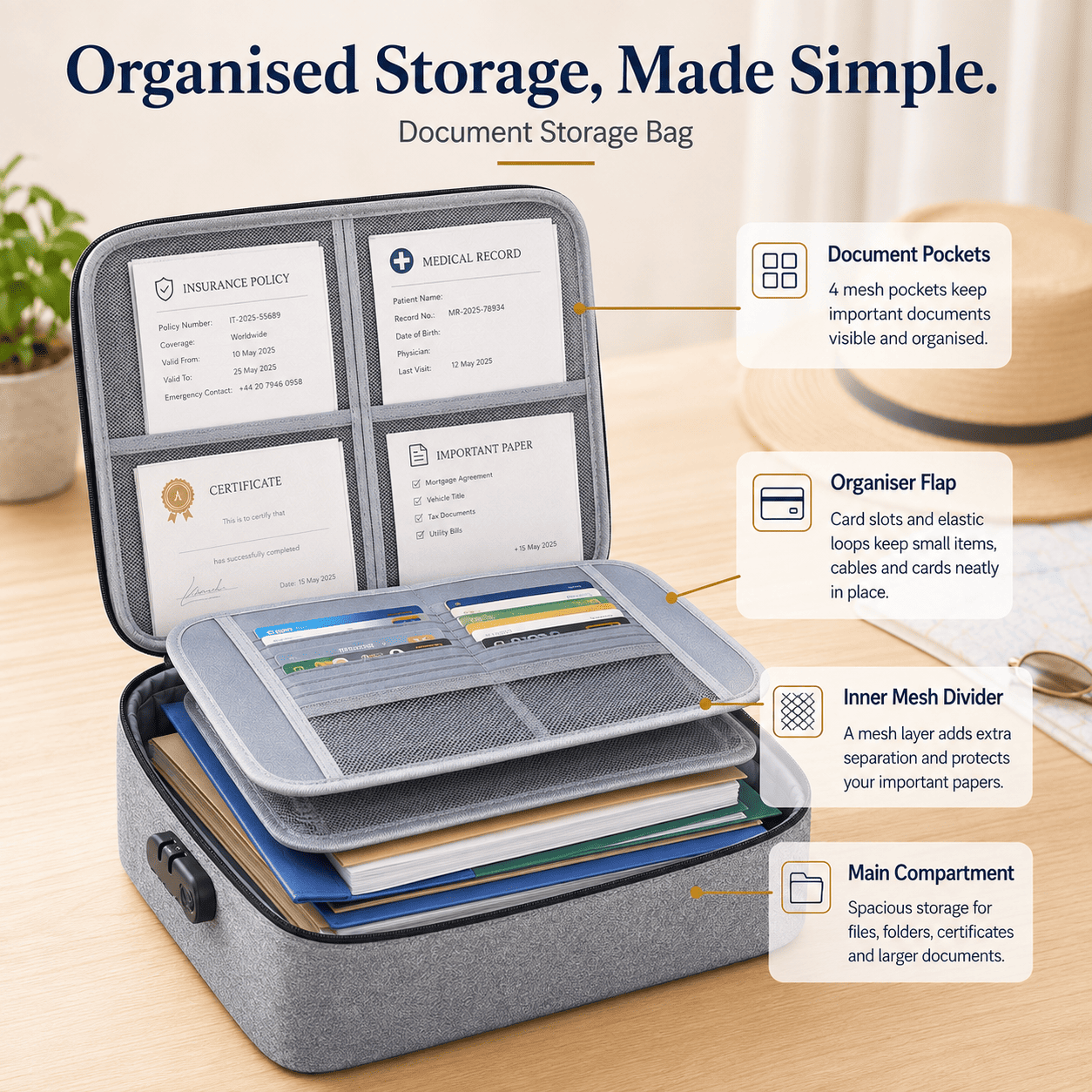 Document Storage Bag with Combination Lock