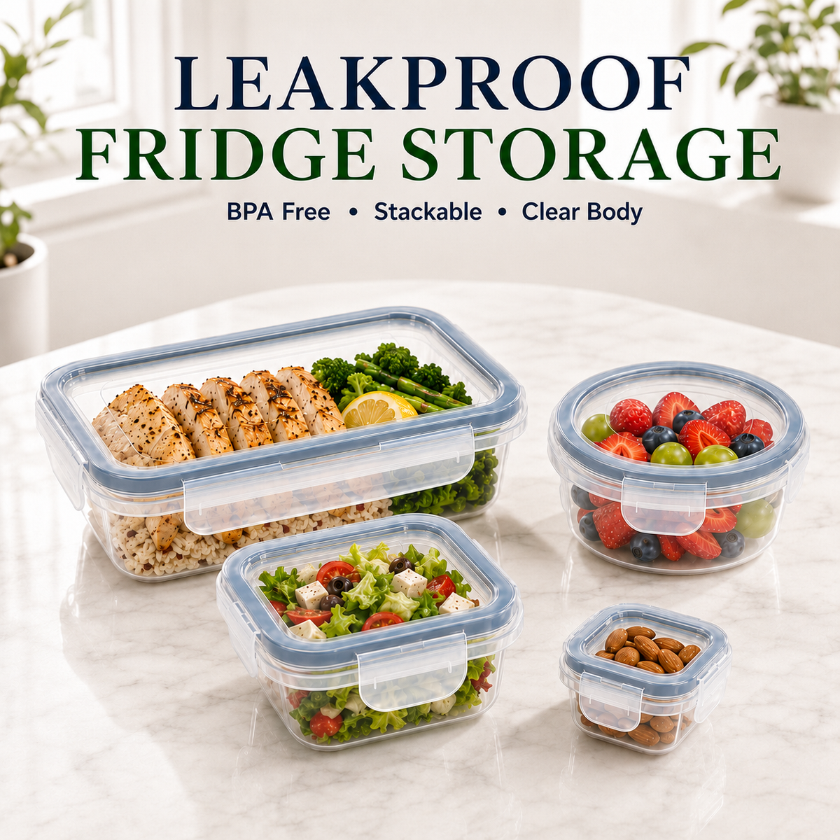 Maso leakproof food storage containers with snap-lock lids