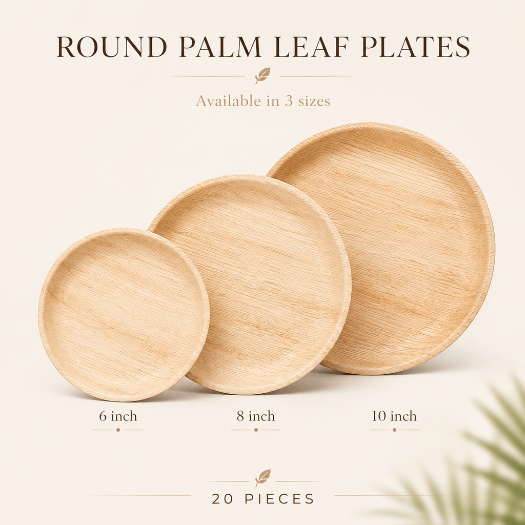 MasoPalm Palm Leaf Round Plates