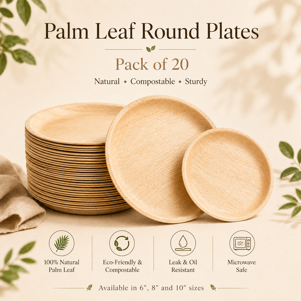 MasoPalm Palm Leaf Round Plates