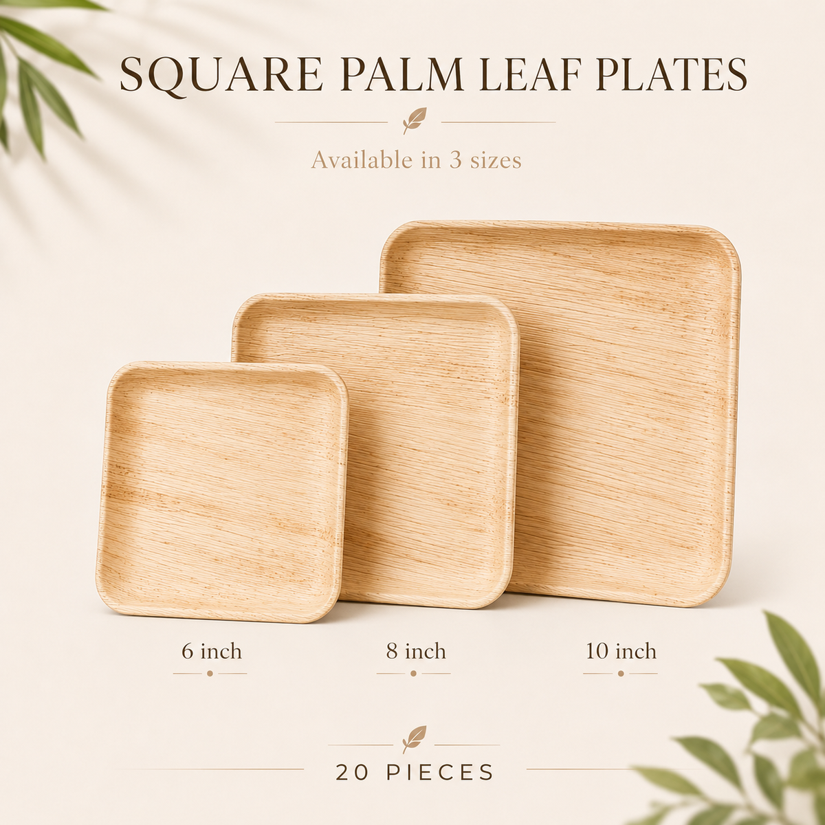 MasoPalm palm leaf square plates for parties and catering