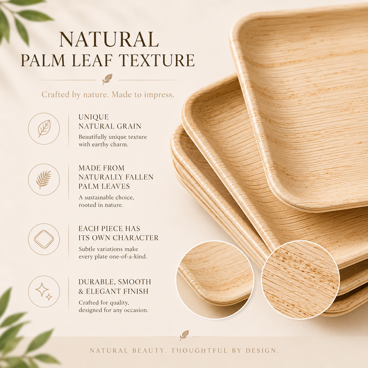 MasoPalm Palm Leaf Square Plates