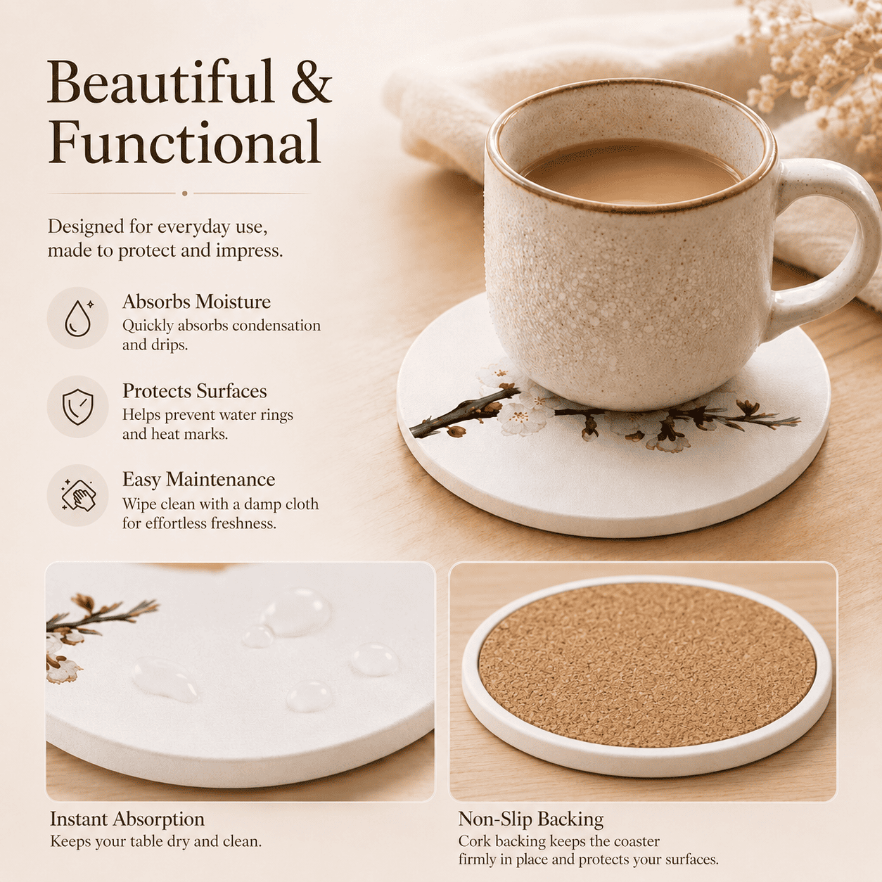 Watercolour Diatomite Coaster