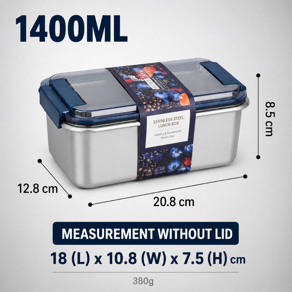 Maso 316 stainless steel food container with clip-on lid
