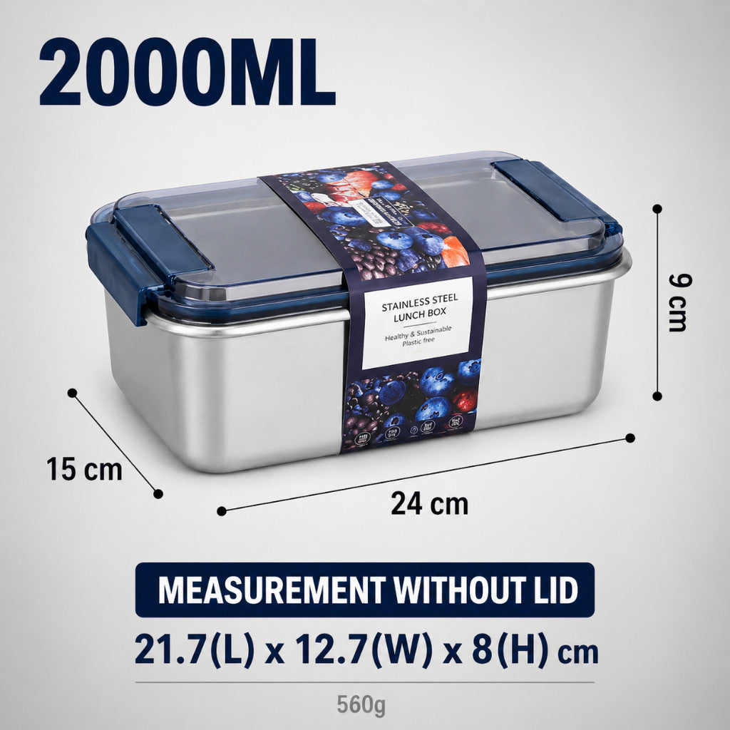 Maso 316 stainless steel food container with clip-on lid