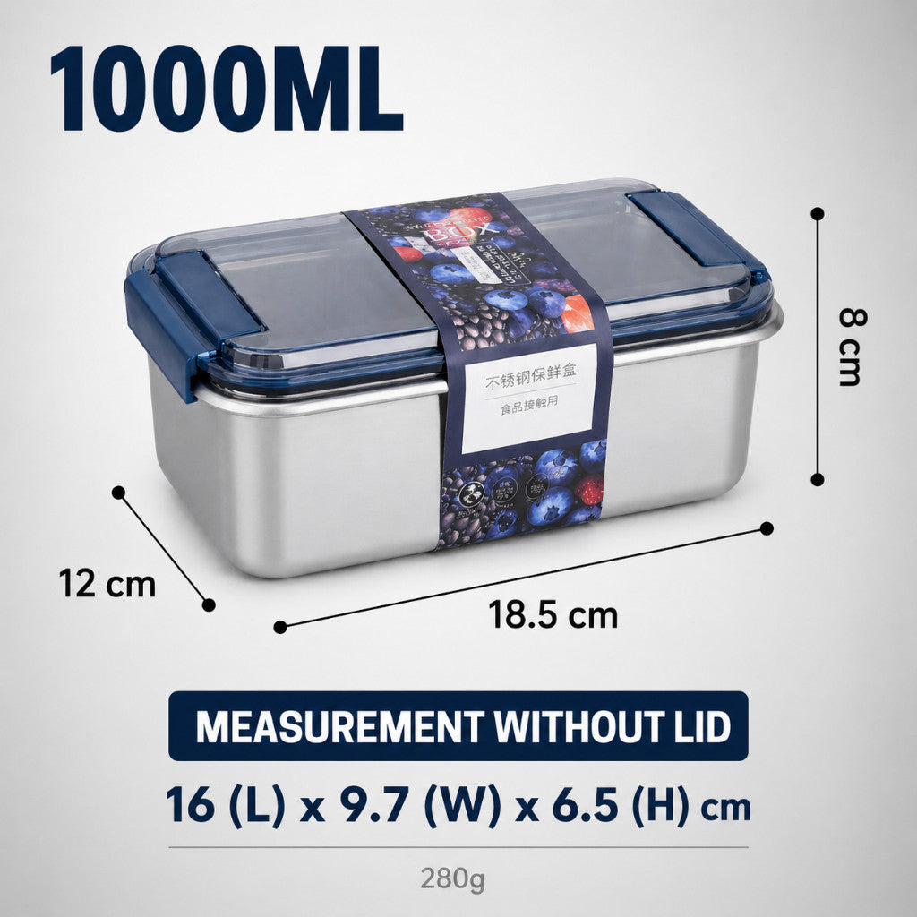Maso 316 stainless steel food container with clip-on lid