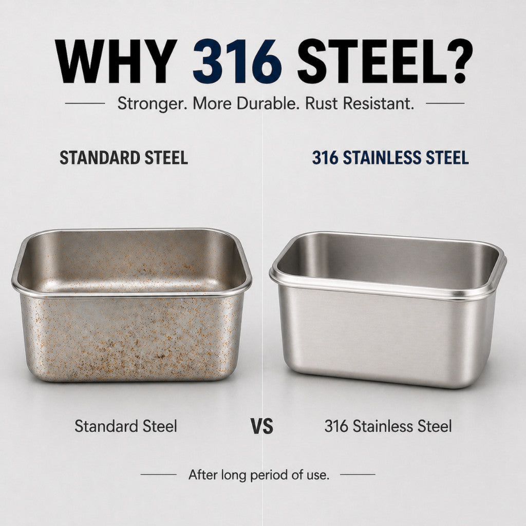 Maso 316 stainless steel food container with clip-on lid