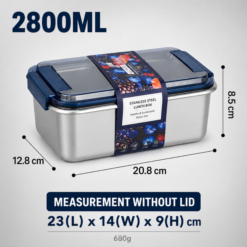 Maso 316 stainless steel food container with clip-on lid