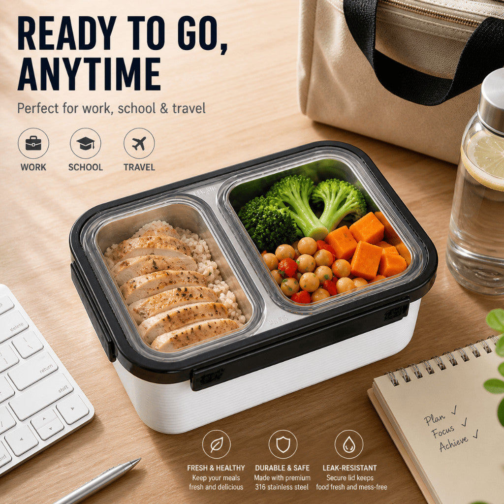 Maso 316 stainless steel double deck lunch box