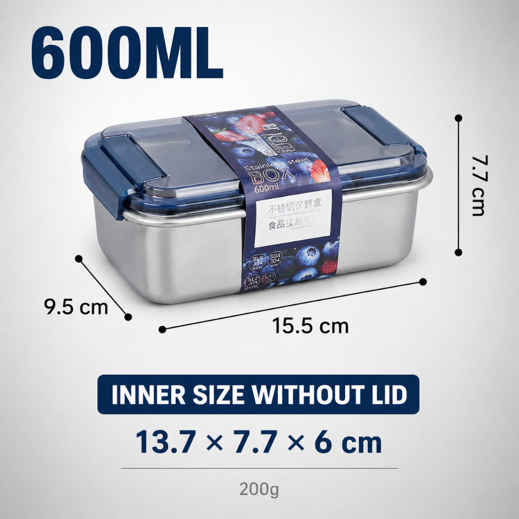 Maso 316 stainless steel food container with clip-on lid