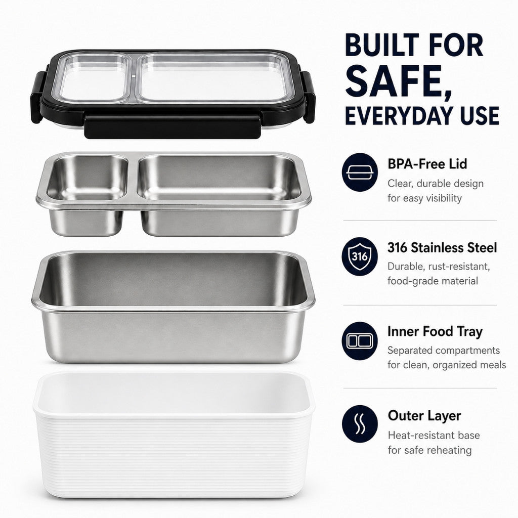 Maso 316 stainless steel double deck lunch box