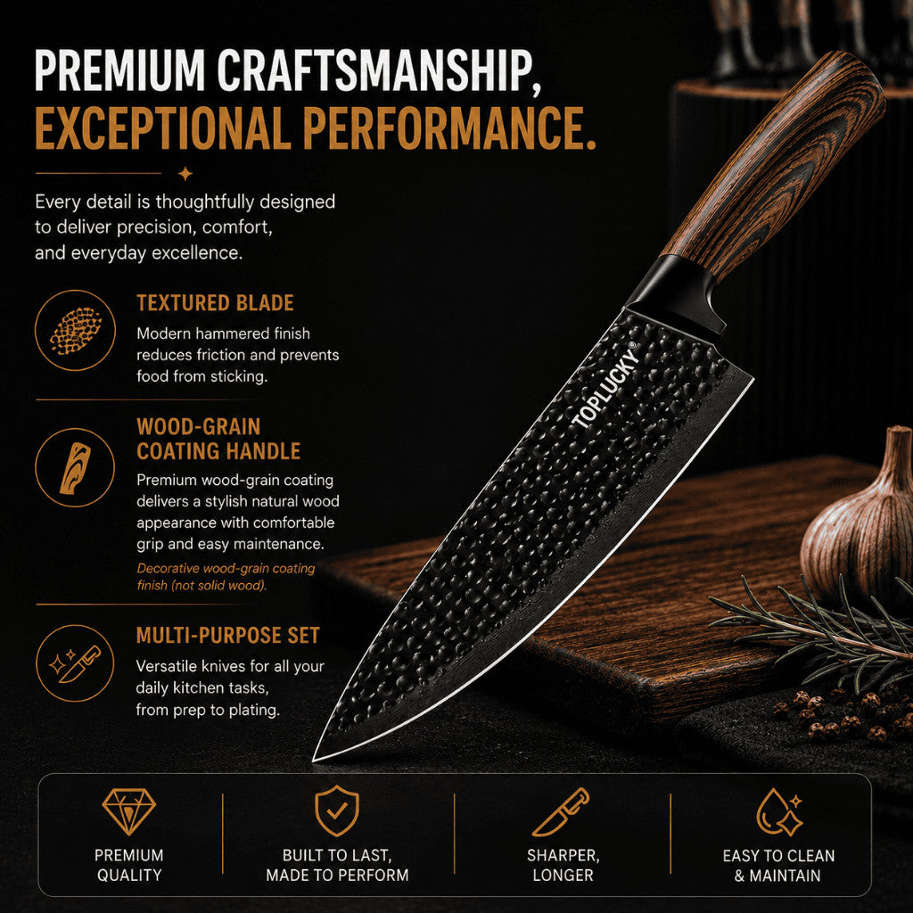 Kitchen Knife Set with Scissors & Peeler