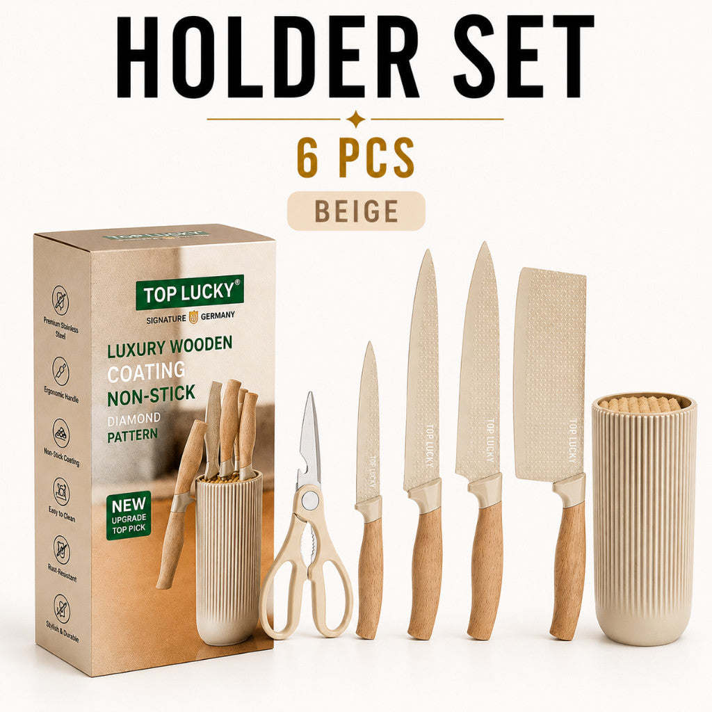 Kitchen Knife Set with Scissors & Peeler