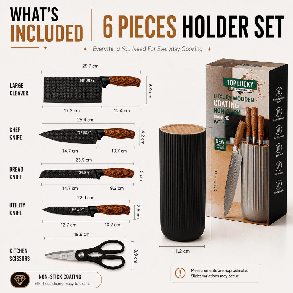 Kitchen Knife Set with Scissors & Peeler