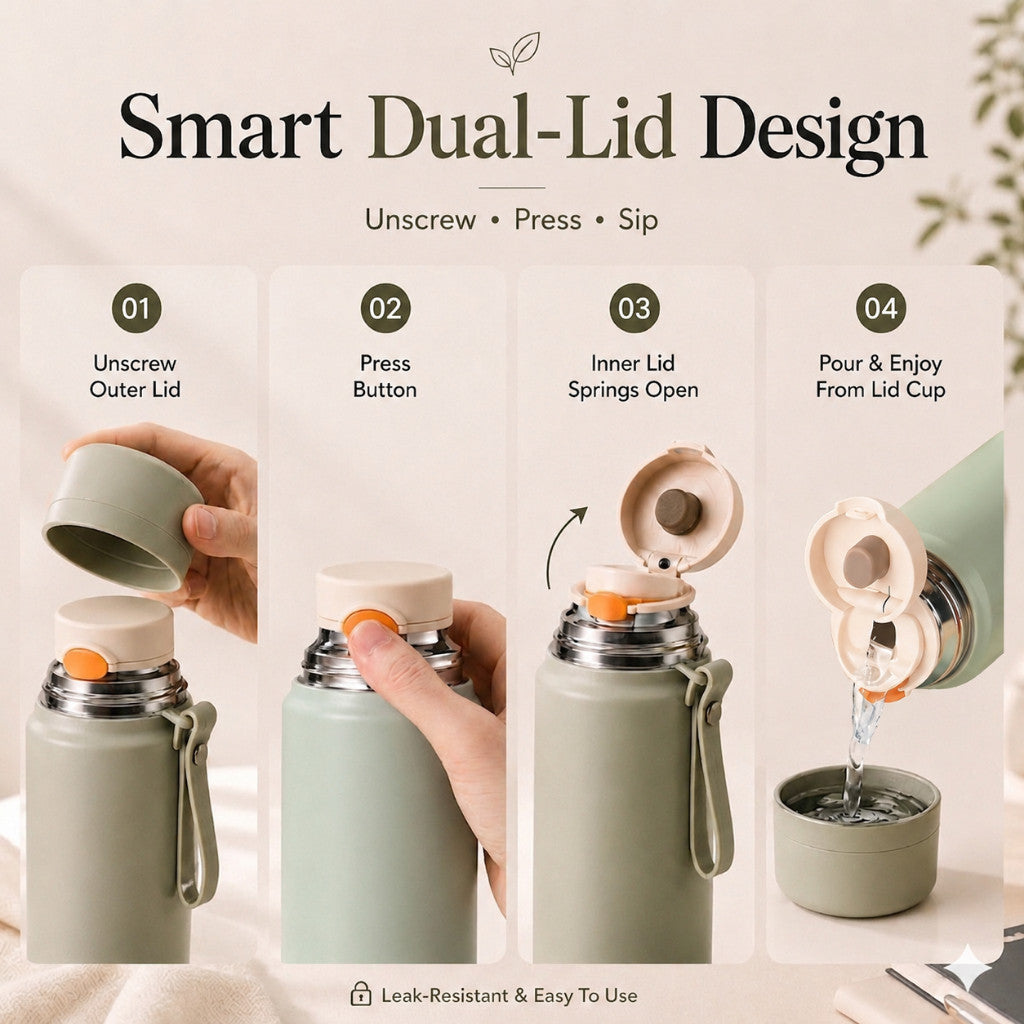 Insulated Stainless Steel Water Bottle – 600ml - Dusty Blue | Maso Singapore