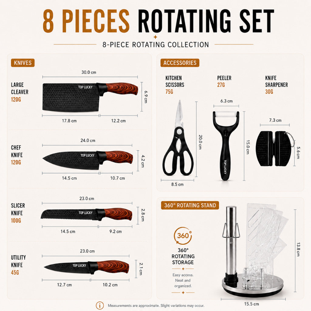 Kitchen Knife Set with Scissors & Peeler