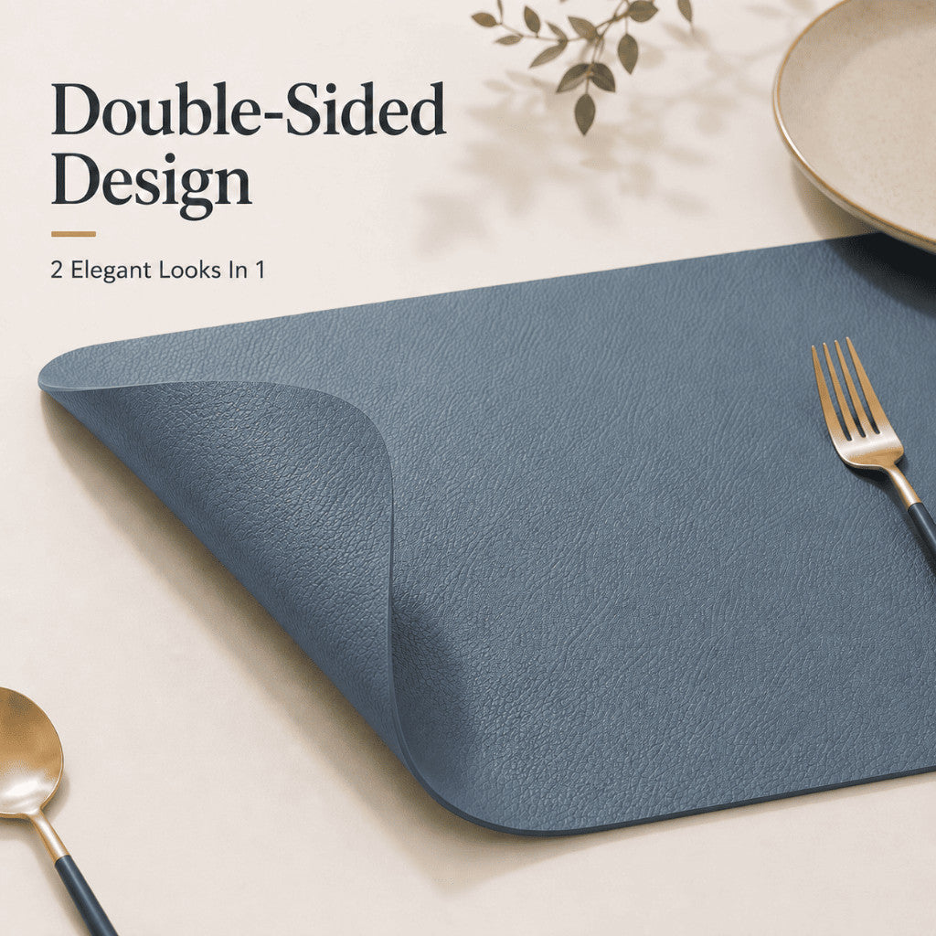 Modern PU leather placemat and coaster by Maso - Forest Green