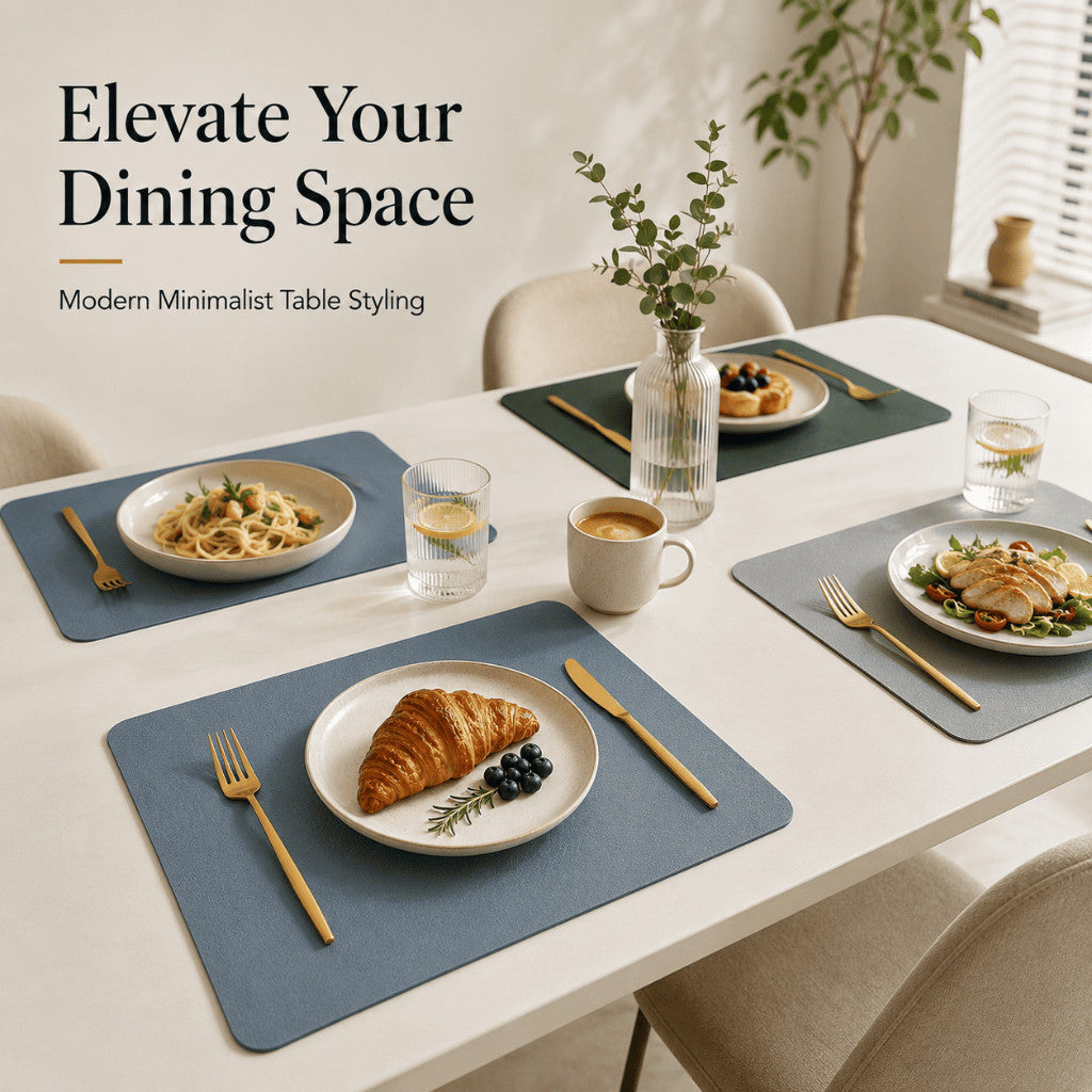 Modern PU leather placemat and coaster by Maso - Sunset Orange