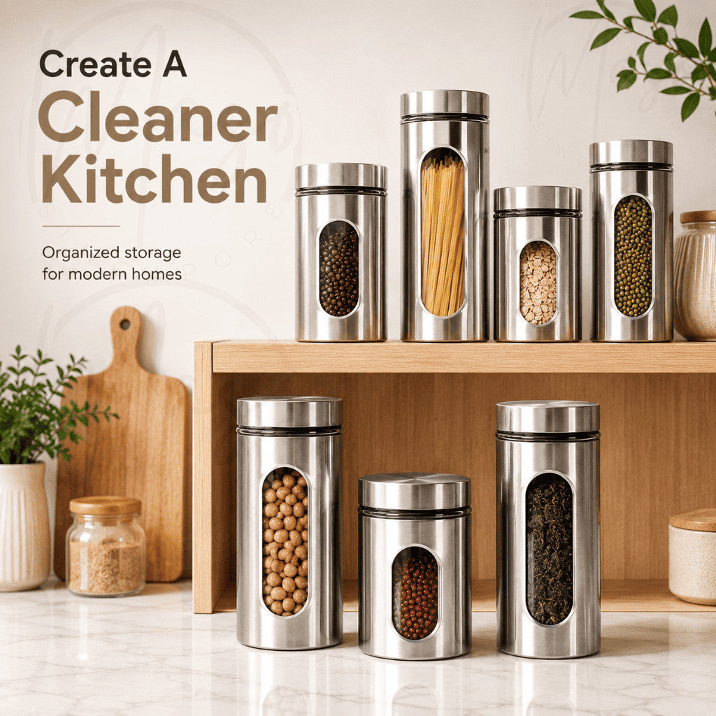 Maso stainless steel airtight food storage container with glass interior
