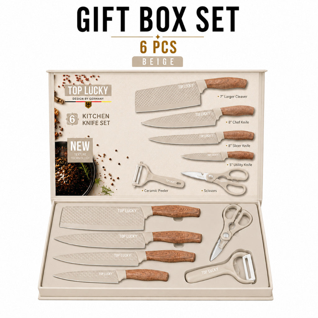 Kitchen Knife Set with Scissors & Peeler