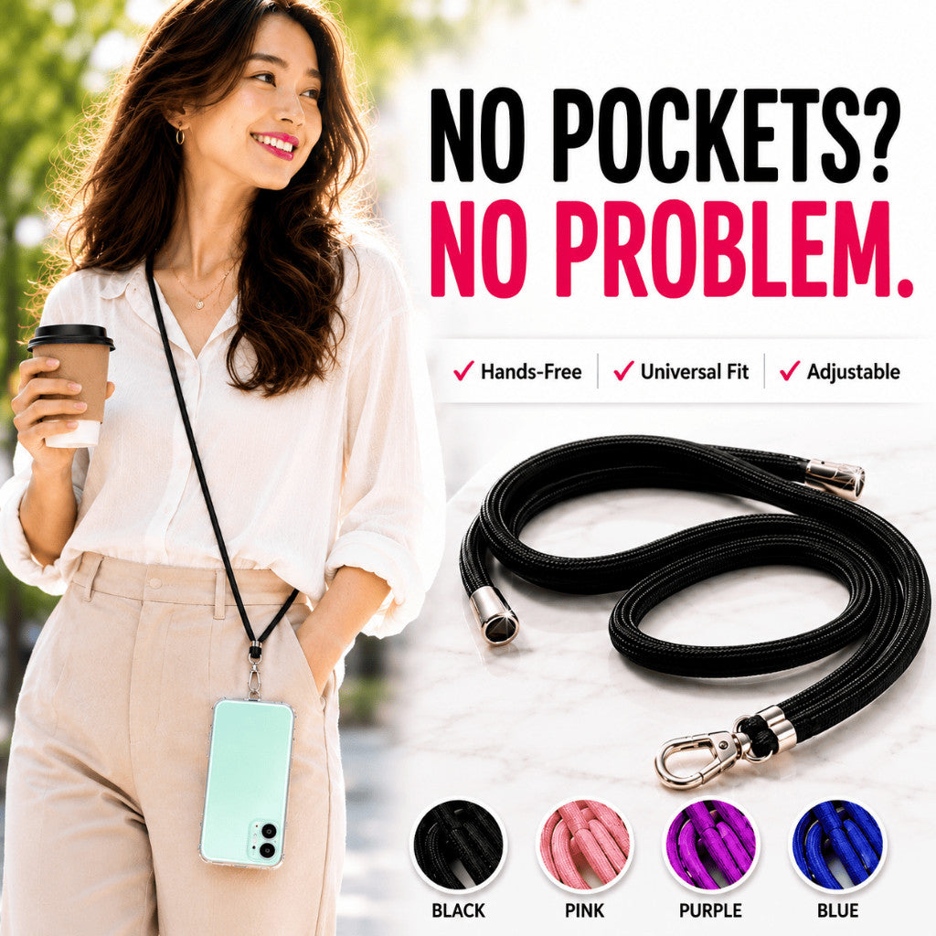 Maso adjustable crossbody phone lanyard with universal phone tab