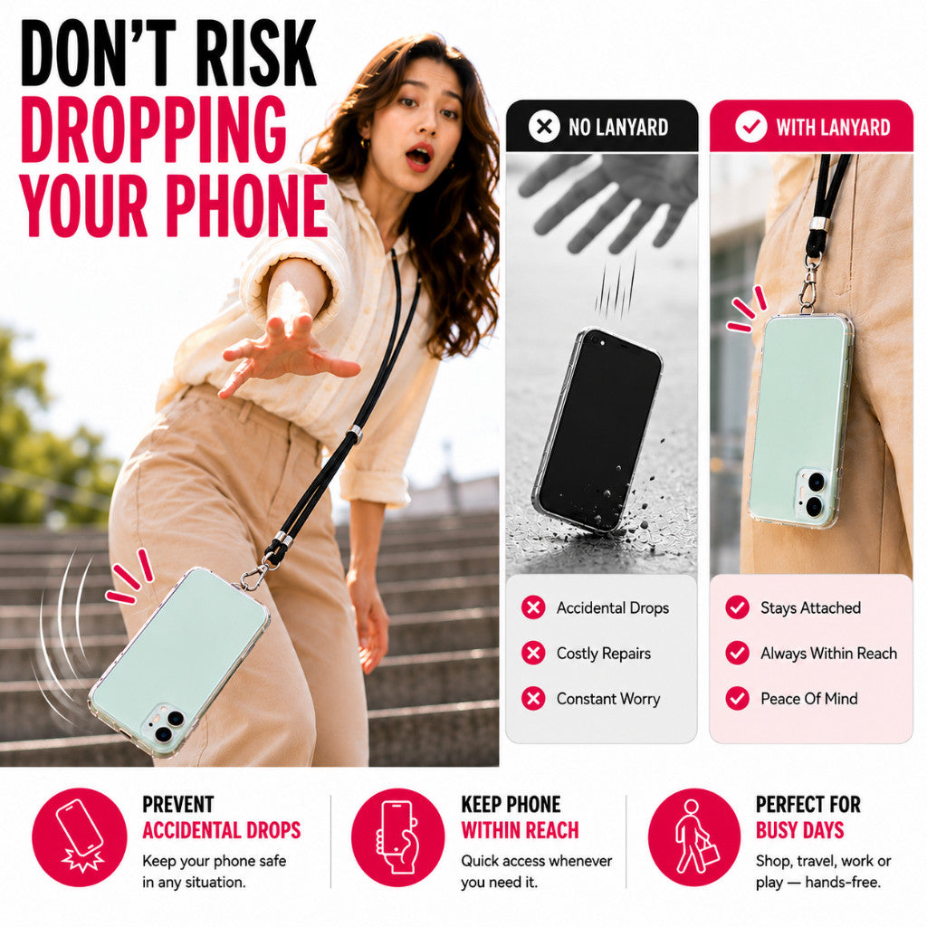 Maso adjustable crossbody phone lanyard with universal phone tab