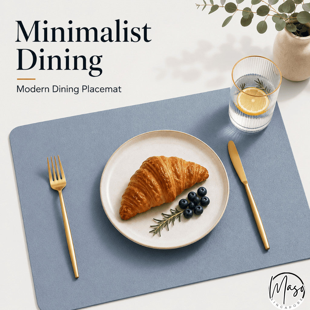 Modern PU leather placemat and coaster by Maso - Midnight Black