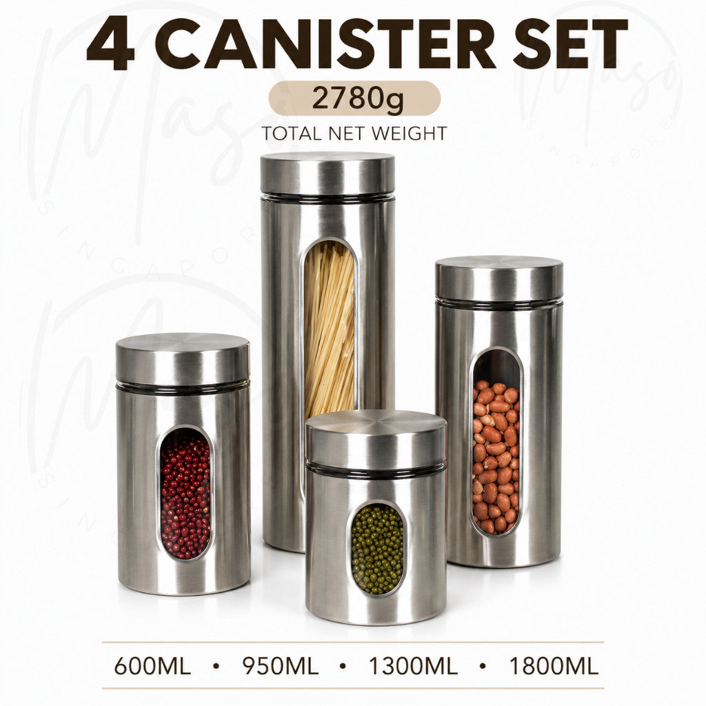 Maso stainless steel airtight food storage container with glass interior