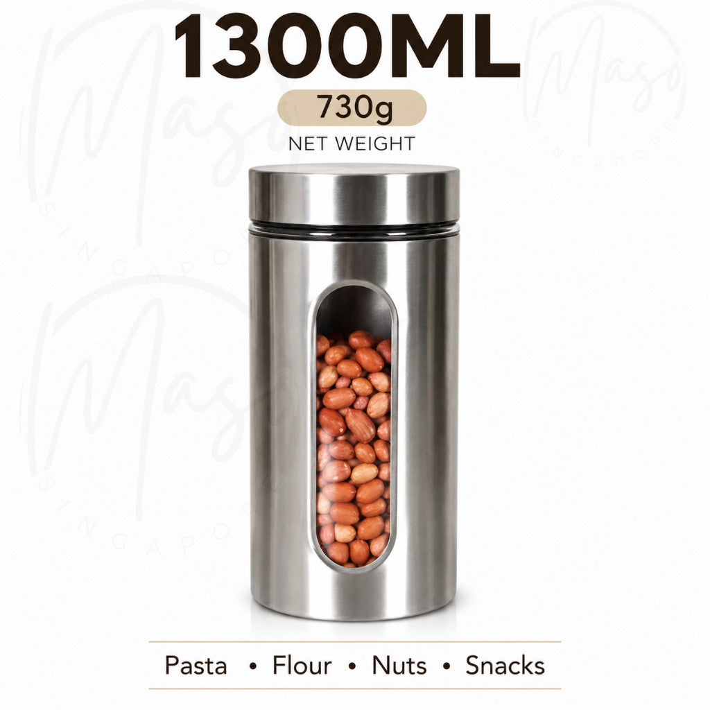 Maso stainless steel airtight food storage container with glass interior
