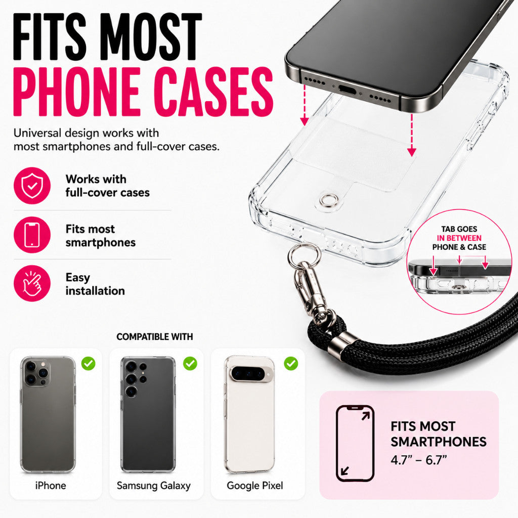 Maso adjustable crossbody phone lanyard with universal phone tab