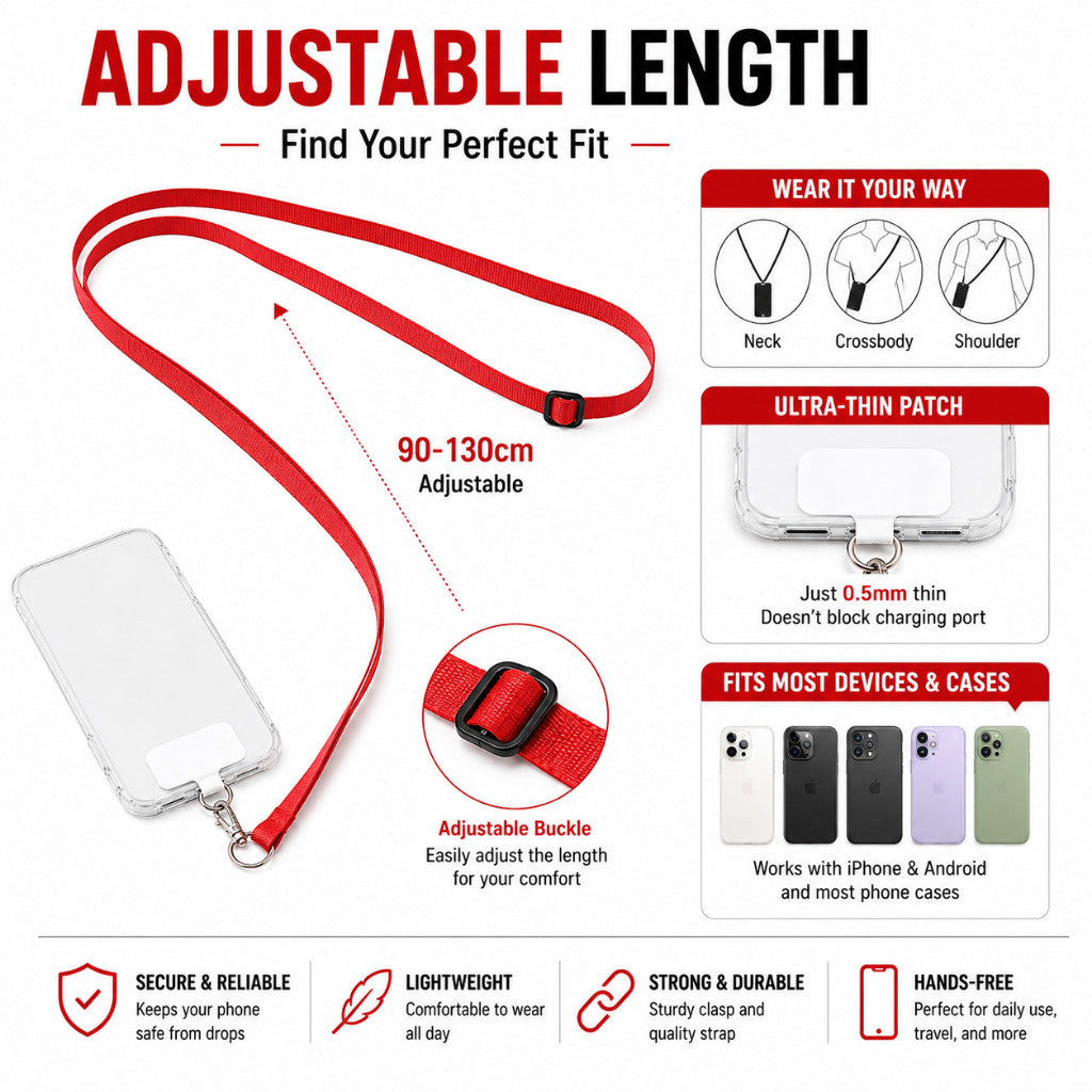 Maso adjustable phone lanyard strap for hands-free carrying