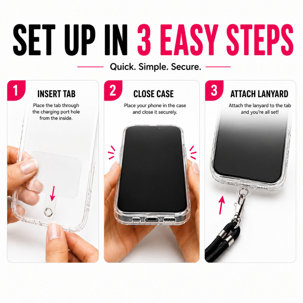 Maso adjustable crossbody phone lanyard with universal phone tab