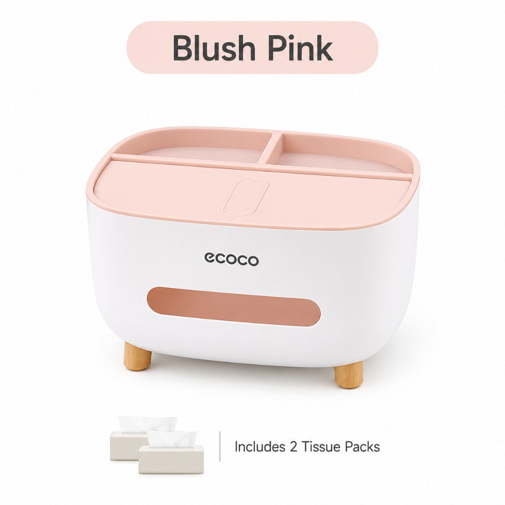 Maso desktop organizer tissue box holder with storage and phone stand