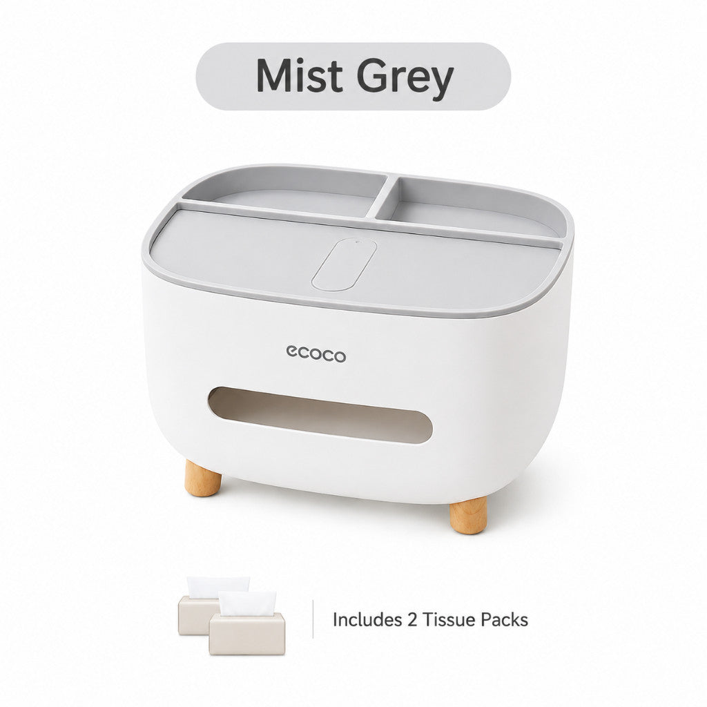 Maso desktop organizer tissue box holder with storage and phone stand