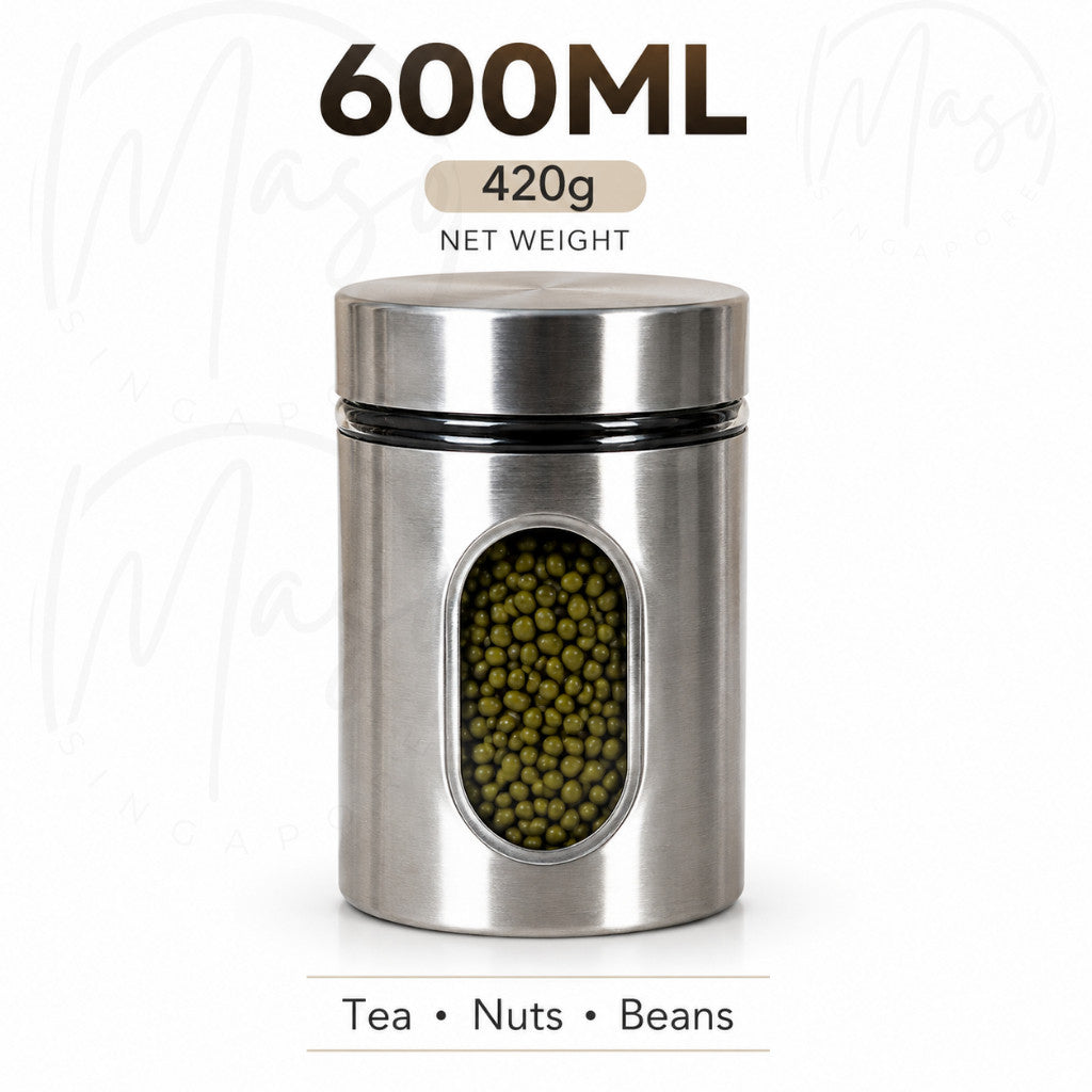 Maso stainless steel airtight food storage container with glass interior