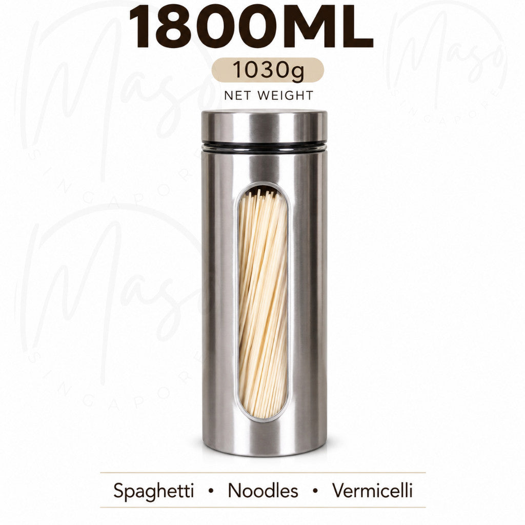 Maso stainless steel airtight food storage container with glass interior