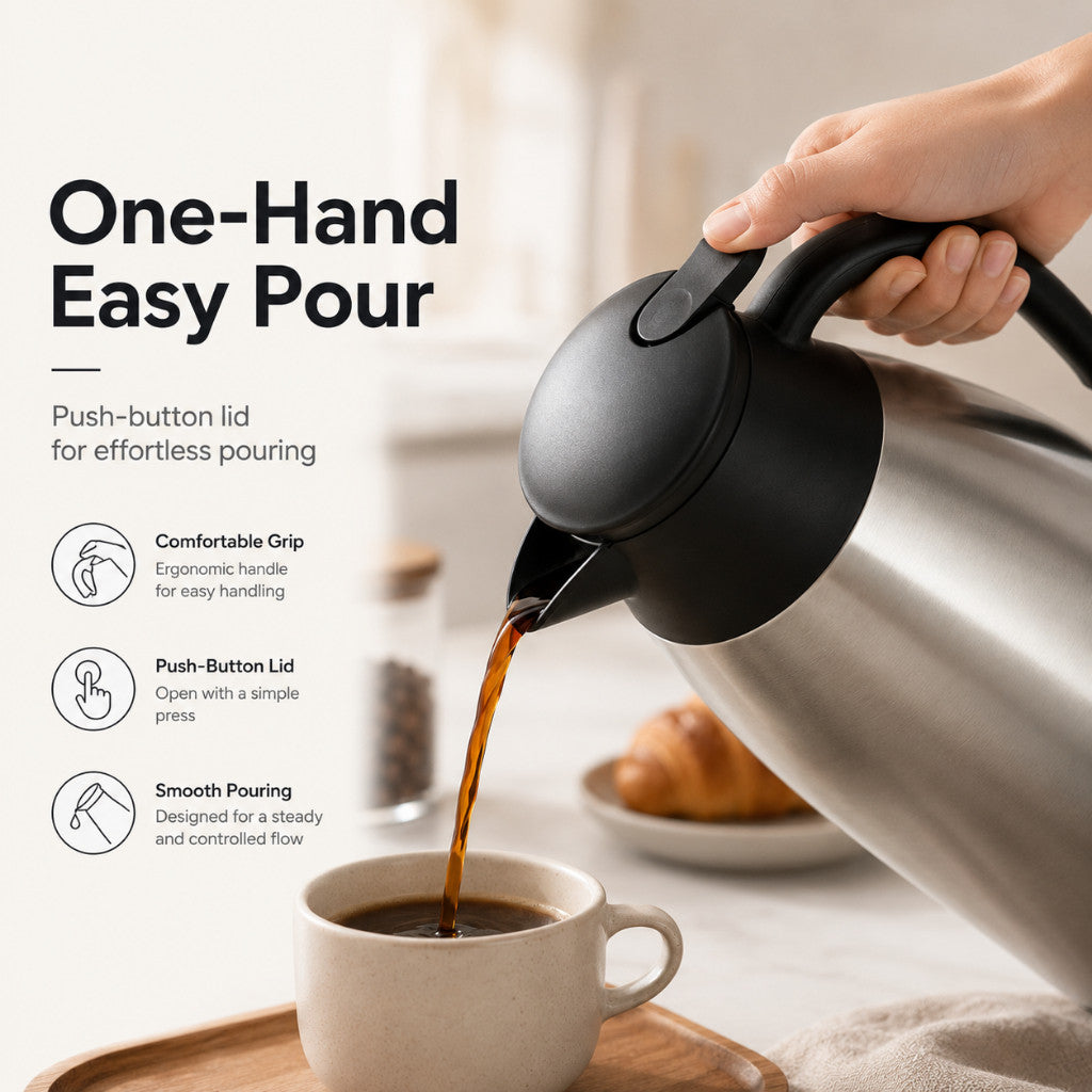 Maso 2 litre stainless steel thermal carafe for coffee and tea