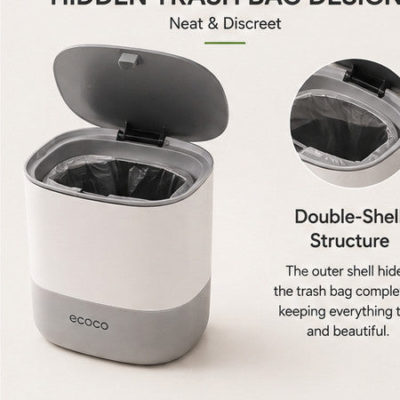 ECOCO 1.5L Mini Desktop Trash Bin with Lid | Tabletop Dustbin Small Waste Bin for Office Bedroom + Trash Bags