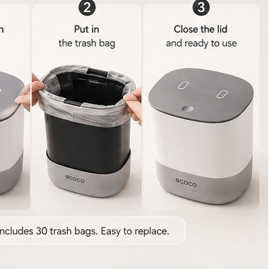 ECOCO 1.5L Mini Desktop Trash Bin with Lid | Tabletop Dustbin Small Waste Bin for Office Bedroom + Trash Bags