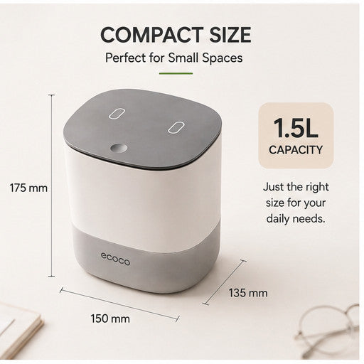 ECOCO 1.5L Mini Desktop Trash Bin with Lid | Tabletop Dustbin Small Waste Bin for Office Bedroom + Trash Bags