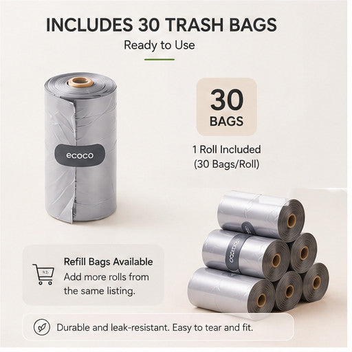 ECOCO 1.5L Mini Desktop Trash Bin with Lid | Tabletop Dustbin Small Waste Bin for Office Bedroom + Trash Bags