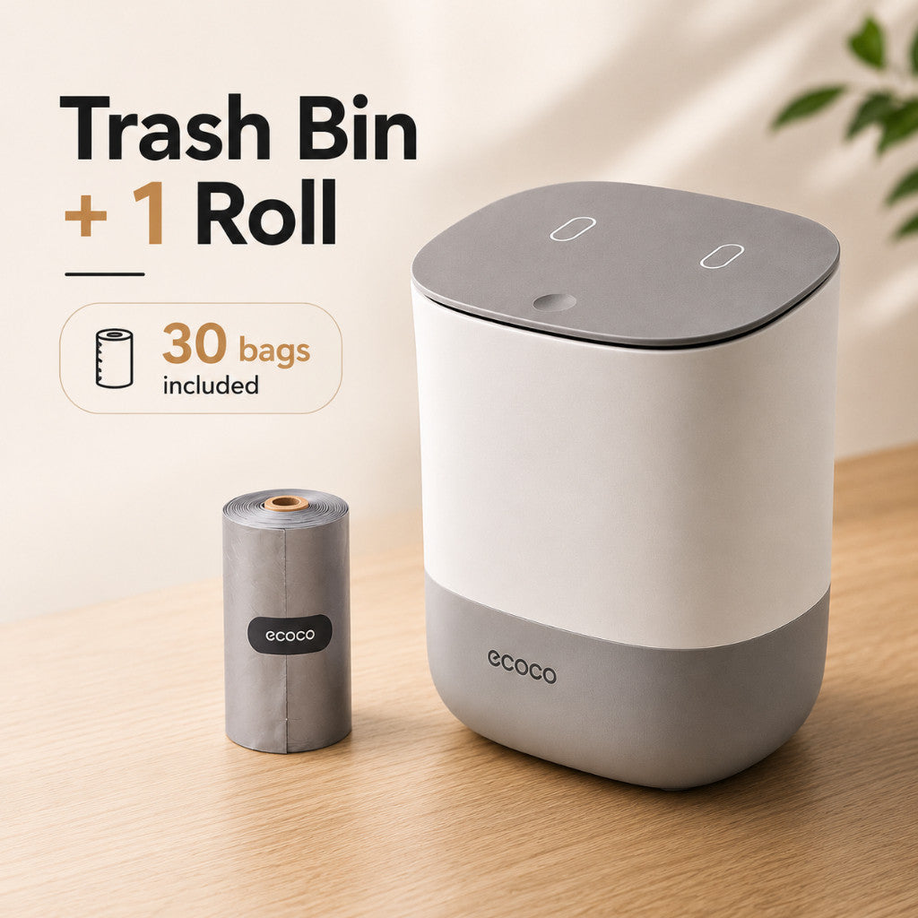 ECOCO 1.5L Mini Desktop Trash Bin with Lid | Tabletop Dustbin Small Waste Bin for Office Bedroom + Trash Bags